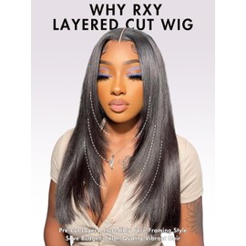 Layered Cut Face Framing Glueless Wig Human Hair Wig Pre Plucked Pre Cut, 200 Density Wig Women's Real Hair 6 x 6 HD Lace Straight Human Hair Wig for Women Beginner Friendly 20 Inches