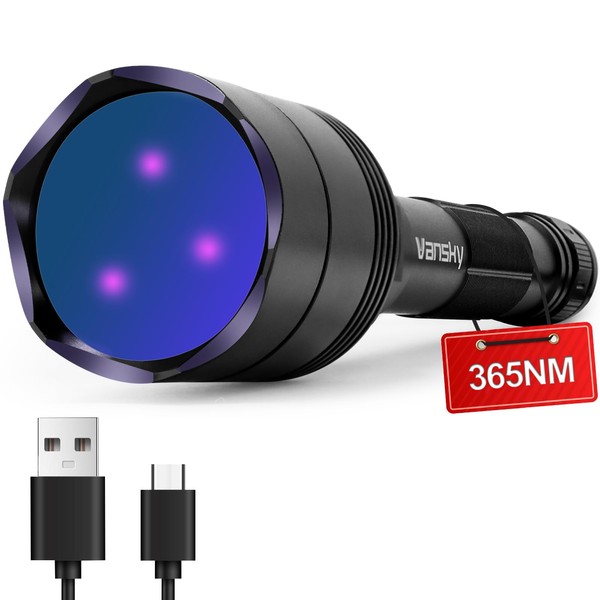 Vansky 365nm Black Light Flashlight: Rechargeable Blacklight UV Flashlights with