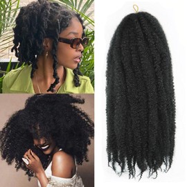 Marley Twist Braiding Hair Afro Twist Hair Kinky Curly Cuban Twist Hair Senegalese Twist Crochet Hair Marley Twist Hair Synthetic Crochet Braids Marley Hair Extensions (1b,12inch/3packs)