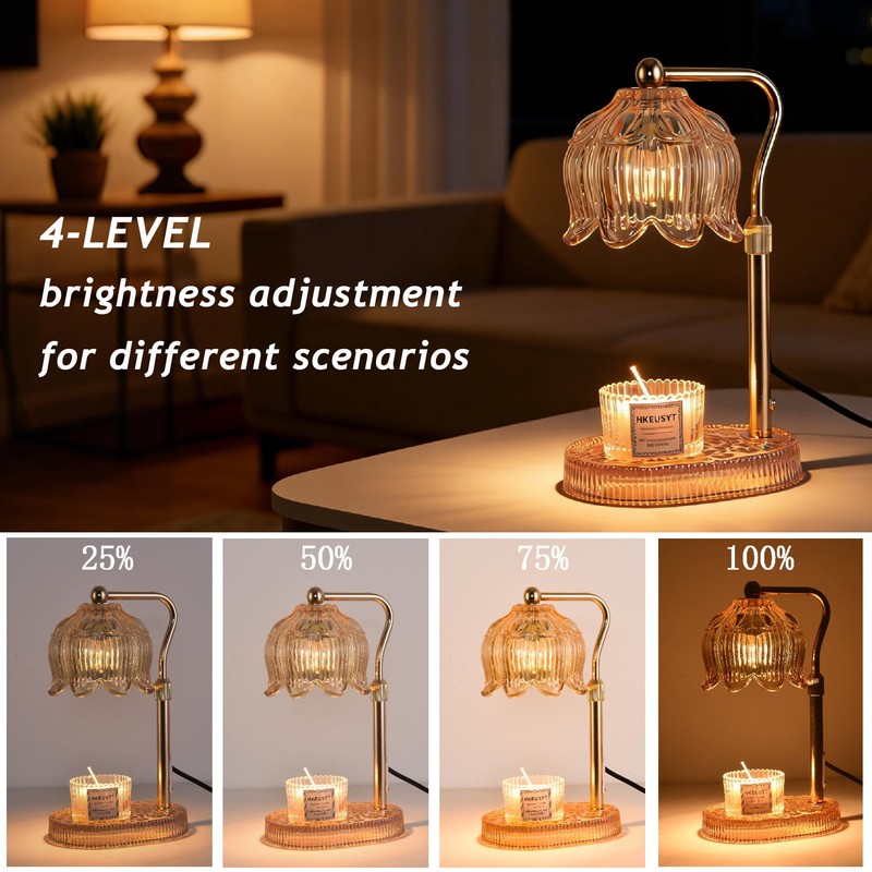 XININSUN Candle Warmer Lamp with Timer, Dimmable, Height Adjustable, Amber,