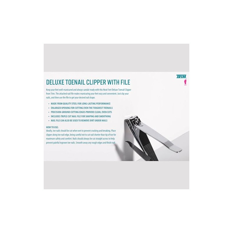 Trim Straight Edge Toenail Clipper with File, 0.94 Ounce