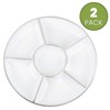 PLASTICPRO 6 Sectional Round Plastic Serving Tray/Platters White & Silver