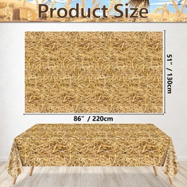 PTECDROTS 8 Pcs Straw Tablecloth Rectangular Straw Table Cover Waterproof Farm Table Cloth Hay Stacks for Farm Party Decorations Cowboy Western Theme Party Supplies, 51 x 86 inch
