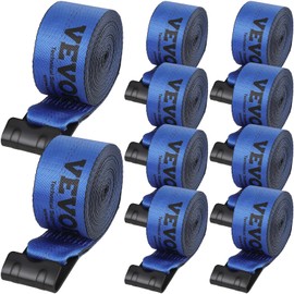 VEVOR Truck Straps, 4" x30' Heavy Duty Tie Down w/Flat Hooks 18,000lbs Break Strength, WLL# 6000lbs, Cargo Straps Tie Down for Flatbeds, Trucks, Trailers, Farms, Rescues, Tree Saver, Blue(10 Pack)