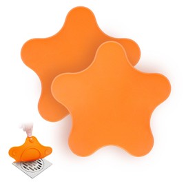 Kucucyle Silicone Drain Cover, Bath Drain Cover with 5 Strong Suction Cups, 6 inch Large Bath Stopper, Tub Stopper for Kitchen, Bathroom, 2 Pack (Orange)