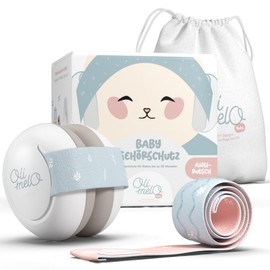 Oli-Melo® Ear Protection Baby - Baby Headphones Noise Protection up to 34 dB - CE - Non-Slip Adjustable Headbands - Earmuffs Baby - Headphones Baby Toddler Children up to 36 Months, sky and peach