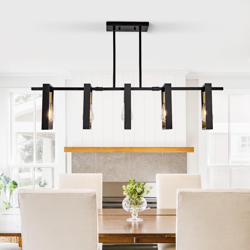 Poroulux Farmhouse Kitchen Island Lighting Black Dining Room Lights Ceiling