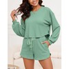 Zegetio Womens 2 Piece Outfits Short Sets Long Sleeve and