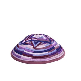 Yair Emanuel Kippah - Embroidered - Large Magen David -Purple