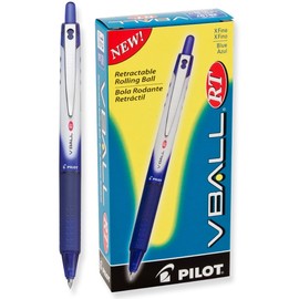 Pilot Vball Rt, Bolígrafo Retráctil, Tinta Líquida Azul, Usa Repuesto, Doce Piezas (26107)