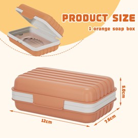 TELAIN Soap Holder, Soap Dish 1 Piece, Soap Box with Lid, Portable Soap Box for Shower, Travel, Camping, Leak-Proof, Travel Size, Orange