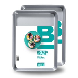 Baker's Secret 2pcs Nonstick Cookie Sheets, Aluminized Steel Small Size Cookie Trays Jelly Rolls with 2 Layers Food-Grade Coating - The Superb Collection (2x Medium 15" x 9.5")