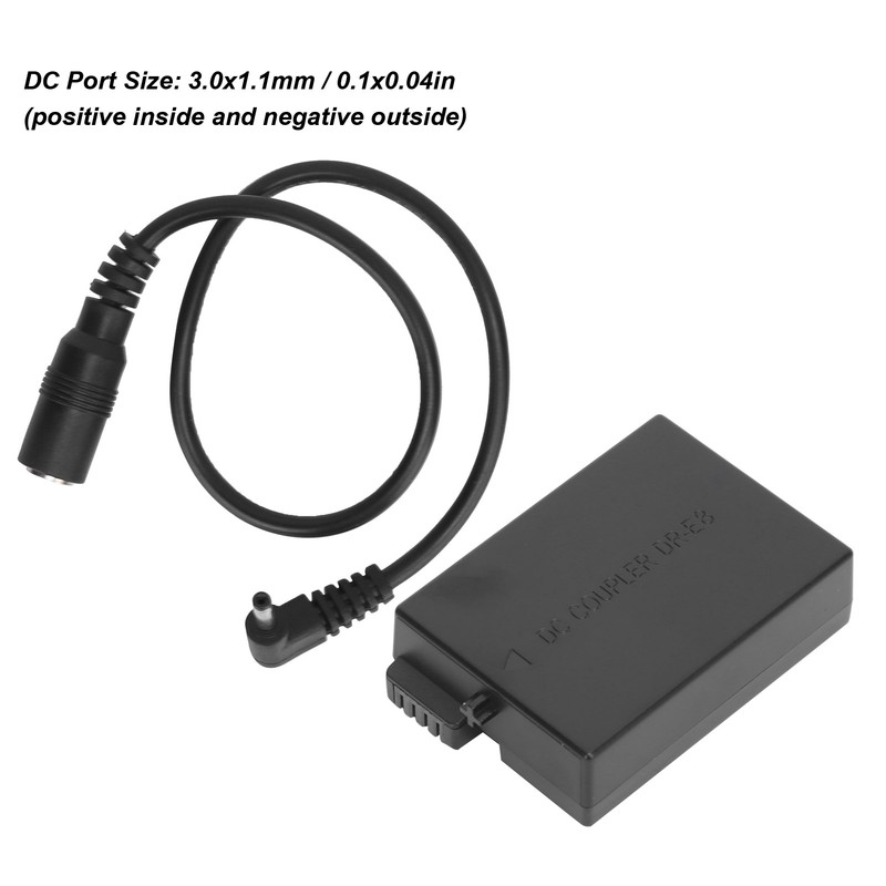 LPE8 Dummy Battery DC Coupler Power Adapter with USB Drive