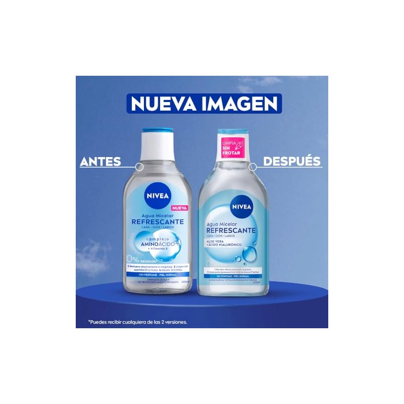 NIVEA Agua Micelar para Piel Normal(400 ml) - Fórmula Vegana