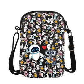 Wall-E And Eve Love Crossbody Bag Cartoon Couples Animated Film Cinephile Gift (BLK-Wall Eve CB CA)