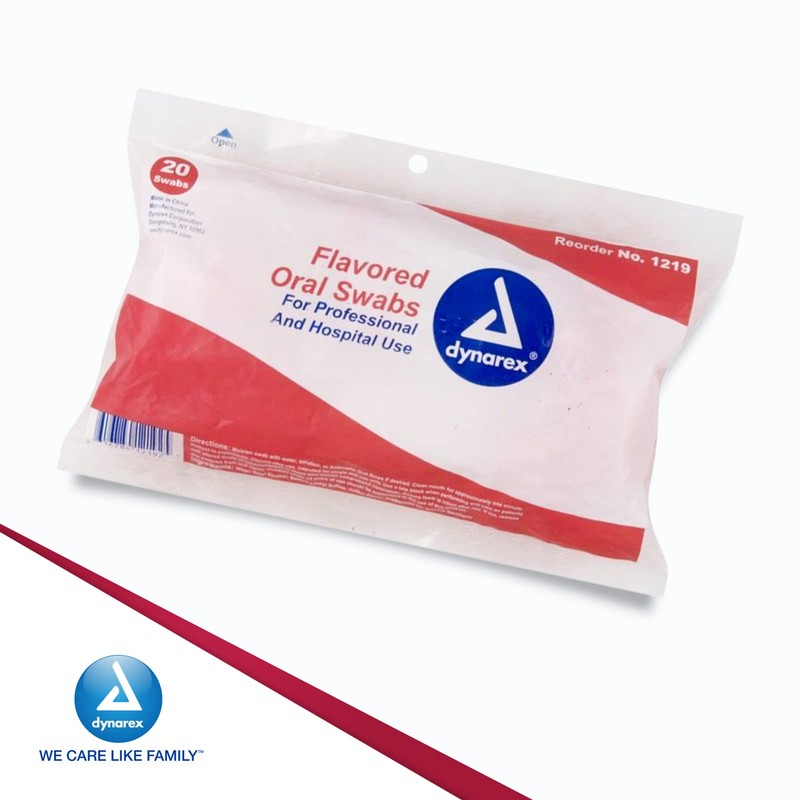 Dynarex Dentifrice-Flavored Swabsticks, Pleasant Tasting Cotton Swabs that Gently Soothe