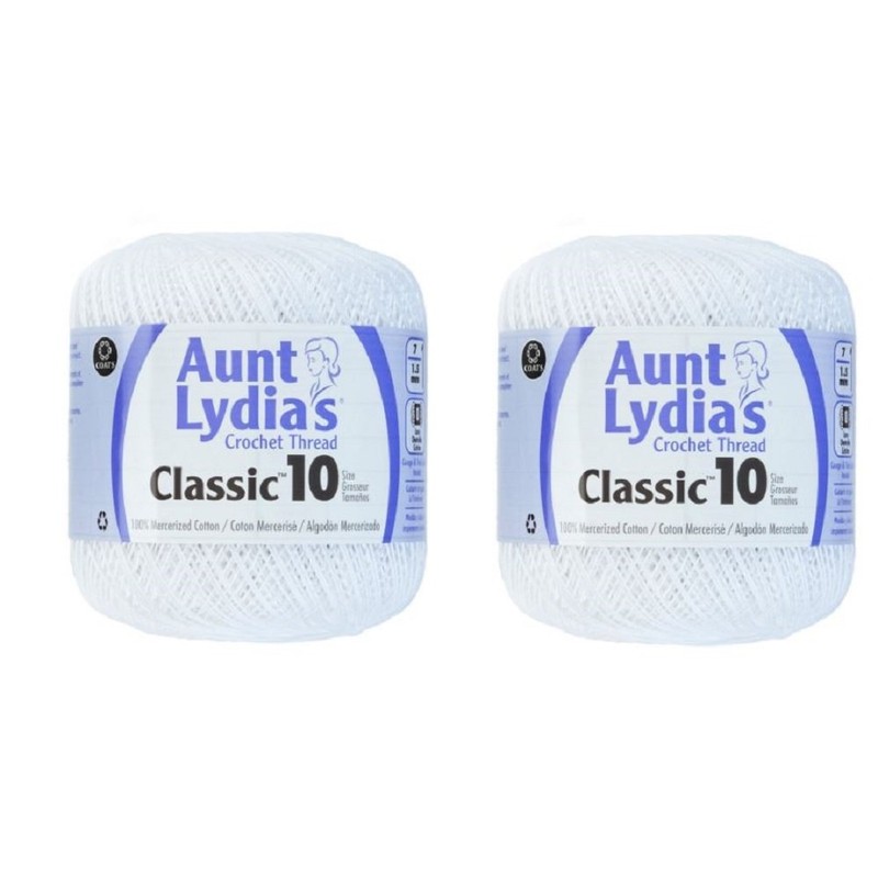 Aunt Lydia's Crochet Thread - Size 10 - White (2-Pack)