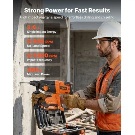 20V Battery Powered Rotary Hammer Drill 7/8 SDS-Plus Cordless Brushless with Charger-Includes 3 Drill Bits 0-3J-22mm D0100X3KJ8Pmaximum drilling diameter: 22 mm, impact force: 0-3 J