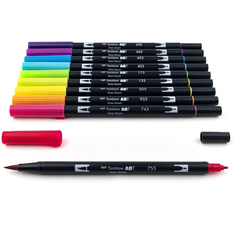 Tombow - Rotuladores artísticos con doble pincel, brillantes, paquete de