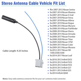 Jayubien Radio Antenna Adapter Female Connector for Nissan Altima Maxima X-Trail Murano Xterra Frontier Rogue Infinit Car Stereo Antenna Wire Harness Plug