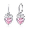 PRAYMOS Pink Heart Earrings for Women Sterling Silver Heart Hoop