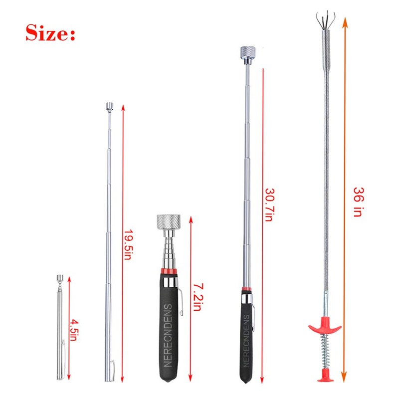 3 Pack Pick-up Tool Set - Extendable Magnetic Pick Up