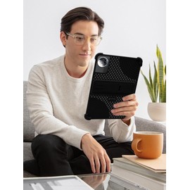 for MEIZE D126 11 Inch Android Tablet Case,BOVUGAC Soft Silicone with Capacitive Pen,Heat Dissipation Design,Adjustable Stand,Shockproof,Kids Friendly(Black)