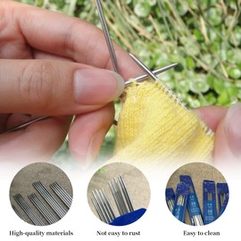 Knitting Needles Set, 35 Pcs Stainless Steel Straight Double Pointed Knitting Needles Kits 2mm/2.5mm/3mm/3.5mm/4mm/4.5mm/5mm