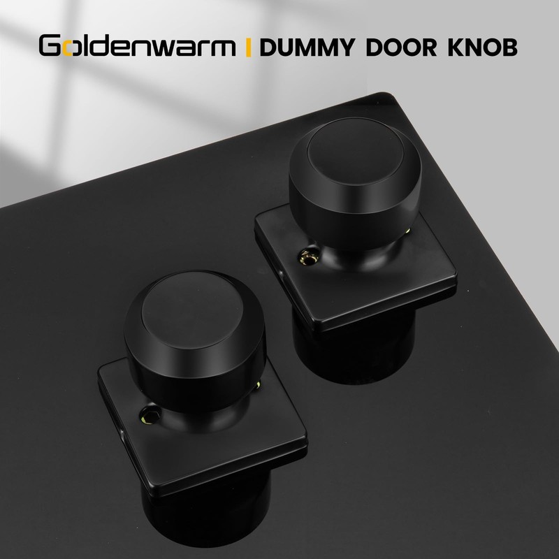 goldenwarm Black Half Dummy Door Knobs, Single Side Door Handles