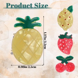 Kifmurase 8 Pcs Mini Fruit Hair Claw Clips for Girls, Acetate Cute Small Cherry Lemon Strawberry Pineapple Hair Clip Novelty Food Mini Barrettes