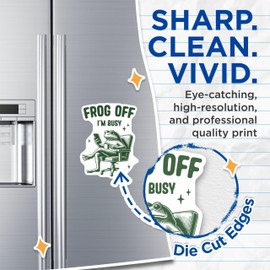 (2 Pack) Frog Off Im Busy Magnets - Funny Frog - Novelty - 5" On Longest Side - Sticks to Smooth Flat Surfaces - Made in USA - MAG10620