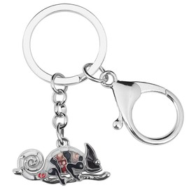 Emaille-Legierung Neuheit Chamäleon Schlüsselanhänger Eidechse Charms Geschenke für Frauen Mädchen Tasche Brieftasche (Schwarz), 14mm x 36mm