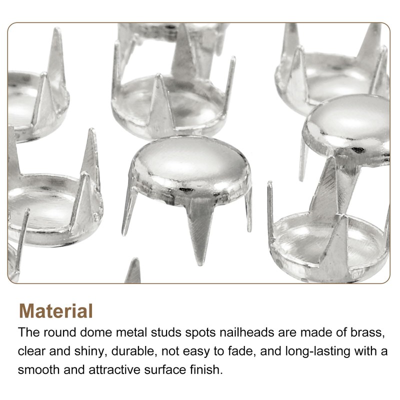 sourcing map Pack of 100 6 mm Silver Round Dome