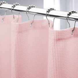 AmazerBath Waffle Shower Curtain, Blush Pink Shower Curtain Fabric Shower Curtain with Waffle Weave Heavy Duty Hotel Quality Bathroom Shower Curtains, 72 x 72 Inches