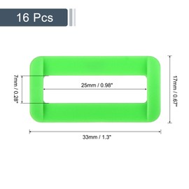 uxcell 16Pcs Plastic Rectangle Ring, 1" Slide Rectangle Buckle, Webbing Belt Buckle Slide Loop for Backpack Purse Webbing Strap, Green
