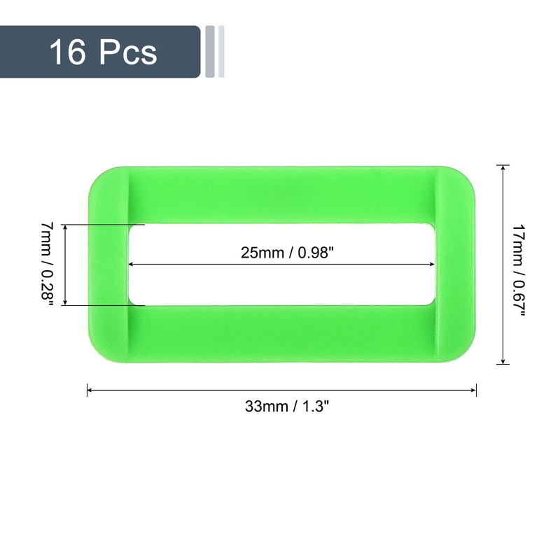 uxcell 16Pcs Plastic Rectangle Ring, 1" Slide Rectangle Buckle, Webbing