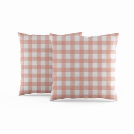 ggaimwf Gingham Pillow Cases 2 Pack 40x40cm Pink Checked Pastel Farmhouse Cushions Covers Square Throw Pillow Covers for Girls Sofa Couch Living Room Bedroom Home Decor Scatter Cushion Case