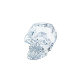 CC Home Furnishings 5" Crystal Clear Skull Design Glass Candle Holder