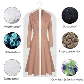 Yibak Garment Covers Bag (6 PCS), 60inch Suit Bag for Storage Cloth Cover Anti-Moth Protector Washable Clear Reuse Full Zipper Garment Bags for Long Dress Costumes Suits Gowns Coats (60 * 152CM)