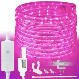 West Ivory 1143LEDs, 150ft Pink Outside LED Rope Light, 8 Modes, Connectable Outdoor Permanent Waterproof Accent Exterior Lighting, PVC Case, Holiday, Backyard Patio, Home Garden, Decorative