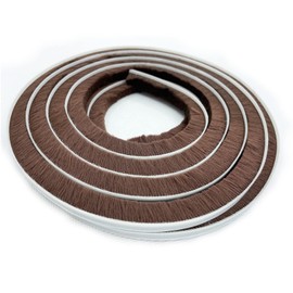 Brush Weather Stripping for Windows/Doors Frame Side, Pile Self Adhesive Weatherstrip Seal Strip Sealer for Soundproofing(16ft x11/32 Backing x 9/16 Brush inch, Brown)