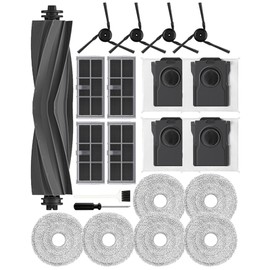 Yivy 21 Stück Zubehör für Dreame X40 Ultra/L40 Ultra /X40 Master Roboter Staubsauger ersatzteil, 1Hauptbürste, 4 Aktivkohlefilter, 4 Aktivkohle Staubbeutel, 4 Seitenbürsten, 6 Wischtücher.