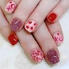 24Pcs Valentines Press on Nails Short Square Heart Fake Nails