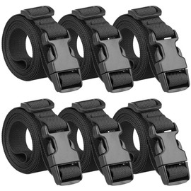 Ruicaifu 6 Packs Nylon Luggage Straps, Webbing Straps with Quick-Release Buckles Adjustable Travel Packing Belts Suitcase Belts for Luggage Backpack Tent Sleeping Bag Cargo (Black)