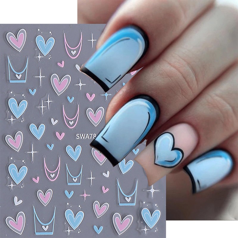 JMEOWIO Nagelsticker Valentinstag 10 Blatt Nail Art Sticker Selbstklebend Nagelaufkleber