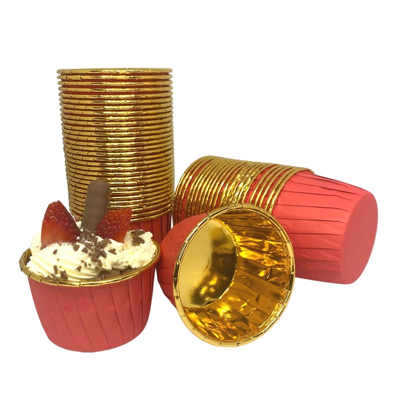 Baking Cup Liners Red – 100pcs for Cupcakes Muffins Desserts