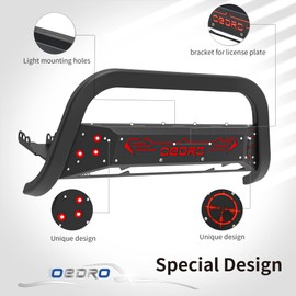 oEdRo Paintable Bull Bar Fits 07-18 Chevy Silverado & GMC Sierra 1500 & 07-20 Tahoe Suburban, Truck Brush Guard, Front Bumper Push Bar w/Grille Skid Plate Light Mount