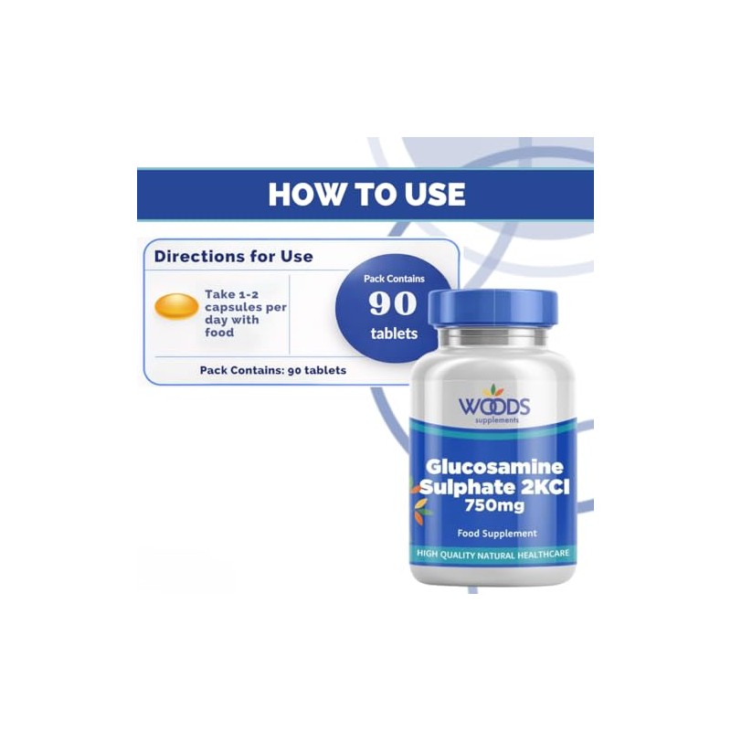 Woods Supplements - Vegan Glucosamine Sulphate 2KCl 1500mg x90 Tablets.