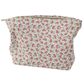 BBORGDC Large Capacity Cotton Printed Makeup Bag - Travel Cosmetic Pouch & Toiletry Organizer with Zipper, Perfect for Daily Use or as a Gift, RedYeloowSmallFruit/Cotton, Fashionable Casual