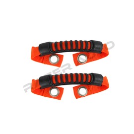 Razer Auto ORANGE Windshield Pillar Rear Side Grab Handle - Pair for 07-17 Jeep JK Wrangler Rubicon